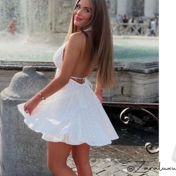 🦋 BLOGGERS FAVORITE 🦋 NWT ZARA EMBROIDERED EYELET HALTER DRESS - Picture 8 of 16